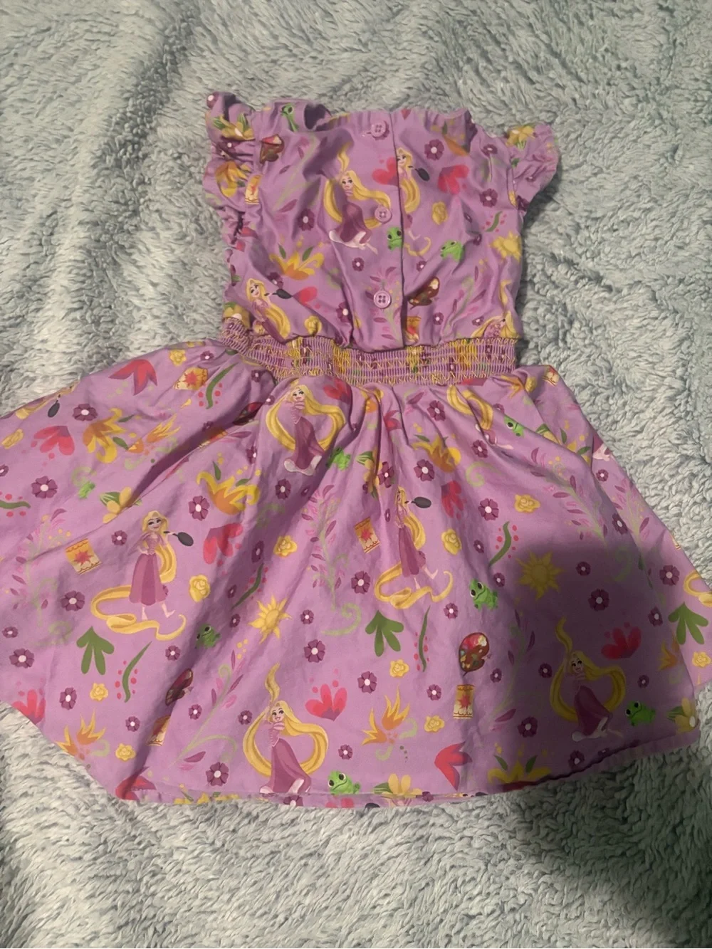 Disney  store Purple Rapunzel Print Smocked Sundress size 3t